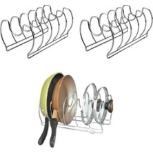 Rotanev 2'li Tava ve Tencere Kapağı Düzenleyici Mutfak Dolap ve Çekmece Organizeri 5 Bölmeli Mat Metal