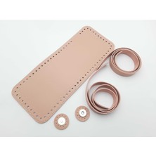 Seçilir Gül Kurusu Renginde 5 Parça El Işi Deri Çanta Yapım Seti