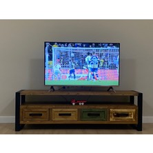Deryawood Almond Doğal Ahşap Çekmeceli Tv Ünitesi -200X45X55 Cm-Ceviz Renk