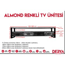 Deryawood Almond Doğal Ahşap Çekmeceli Tv Ünitesi -200X45X55 Cm-Ceviz Renk