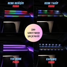 Dekohop Araç Içi Torpido Rgb Kayar LED Şerit 64 Farklı Renk Kumanda ve App Kontrollü 110 cm Kayar Ambiyans LED Işık