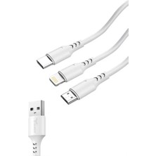 Lucatech 3lü Kablo Çoklu Şarj Kablosu iPhone / Micro / Type-C 3in1 USB Ultra Hızlı Şarj Kablosu