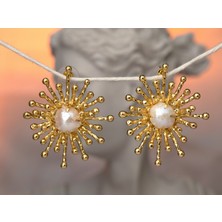 Flechazo Jewelry Güneş Motifli Doğal Incili El Yapımı Küpe