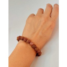 Yaşam Tohumu Çilek Kuvars Taşlı Rudraksha Tohum Unisex Bileklik 8mm