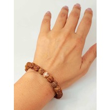 Yaşam Tohumu Güneş Taşlı Rudraksha Tohum Unisex Bileklik 8mm