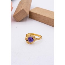 Latif Kuyumcu 22 Ayar Altın Mor Renk Tektaş Kadın Yüzük LKYZK1304