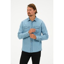 Catto Peak Slim Fit Denim Cepli Gömlek