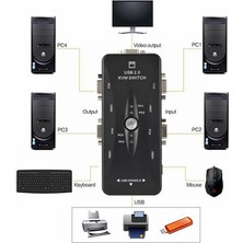 Techtic 4 Port USB Kvm Switch Çoklayıcı 4pc Tek Monitör Kasa Çoğaltıcı