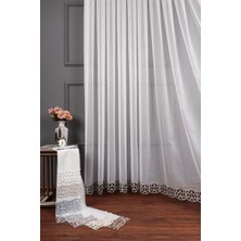 Taç Aplik Bambu 1/3 Sık Pile Tül Perde Tek Kanat - Ekru - Vizon 140 x 260 cm