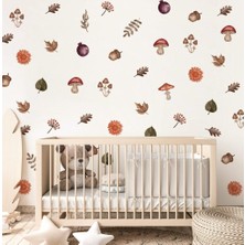 Lizpo Decor Orman Çiçek Mantar Botanik Duvar Çıkartmaları Boho Tarzı Duvar Dekorasyonu