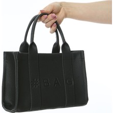 Baghashtag Siyah Deri Mini Tote Çanta