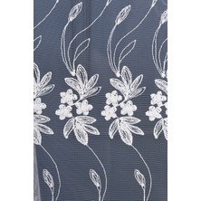 Çiçek Desenli Brode Nakış Işlemeli Tül Perde (1/3 Sık Pile)