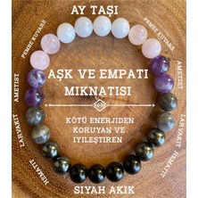 NehirTaş Sertifikalı   Aşk Mıknatısı Bileklik Ametist, Akik, Pembe Kuvars, Larvakit , Hematit , Ay Taşı