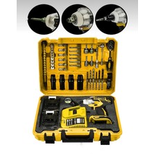 Germany Steel 128Vf Professional Somun Bijon Sökme Şarjlı Darbeli Matkap Vidalama Set Setli 32 Parça Szg1-M