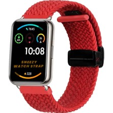Sneezy Huawei Watch Fit 2  Ile Uyumlu Fiberlink Manyetik Tokalı Kumaş Örgü Kordon
