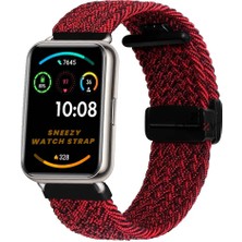 Sneezy Huawei Watch Fit 2  Ile Uyumlu Fiberlink Manyetik Tokalı Kumaş Örgü Kordon