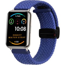 Sneezy Huawei Watch Fit 2  Ile Uyumlu Fiberlink Manyetik Tokalı Kumaş Örgü Kordon