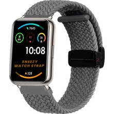 Sneezy Huawei Watch Fit 2  Ile Uyumlu Fiberlink Manyetik Tokalı Kumaş Örgü Kordon