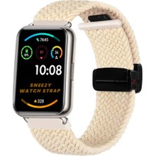 Sneezy Huawei Watch Fit 2  Ile Uyumlu Fiberlink Manyetik Tokalı Kumaş Örgü Kordon