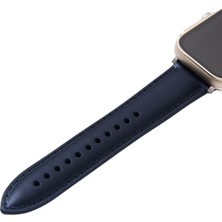 Minval Apple Watch Deri Kordon Ultra 2 9 8 SE2 7 6 Se 5 4 3 2 1 serisi 49mm 45mm 44mm 42mm Uyumlu Kadın Erkek için Uniseks Lacivert Kayış