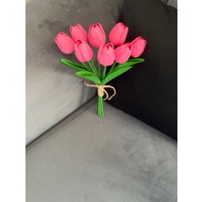 Yapay Çiçek Islak Lale Pembe 8'li Demet