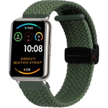 Sneezy Huawei Watch Fit 2  Ile Uyumlu Fiberlink Manyetik Tokalı Kumaş Örgü Kordon