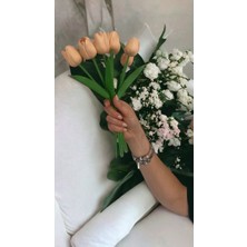 Yapay  Çiçek Islak Lale Somon Pembesi 8'li Demet