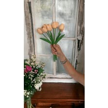 Yapay  Çiçek Islak Lale Somon Pembesi 8'li Demet