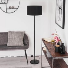 Riolight  Rustik,vintage,retro5 Siyah Metal Gövde Siyah Kumaş Başlık 1XE27 Lambader Köşe Lambası