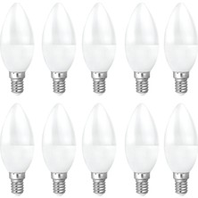 Osaka 6W Dekoratif LED Mum Ampul Buji 10'lu Paket Beyaz Işık E14 Avize Lambası Ince Duy Küçük Ampul