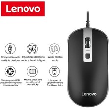 Lenovo Lenovolenovo 1600DPI Kaymaz Kauçuk Tasarım Siyah Mouse