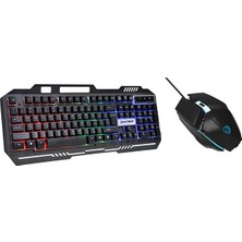 Hytech HKM-X86 Quın Gökkuşağı Zemin Aydınlatmalı Gaming Klavye Mouse Set