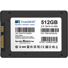 Universal Twinmos 512GB 2.5" 580-550MB/S  Sata Iıı SSD Gri (TM512GH2UGL)