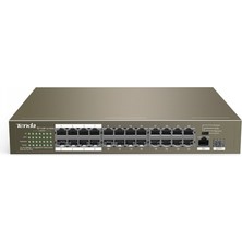 Tenda TEF1126P-24-250W, 24 Port, Megabit, 24 Port Poe, 250W, +2 Port Gigabit Lan, +1 Port Gigabit Sfp, Metal Kasa, Yönetilemez,rack Mount Switch