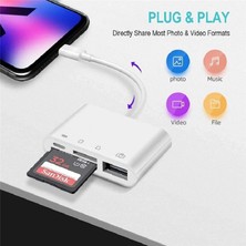 Zrh Apple ile Uyumlu Lightning To USB Lightning Micro Sd Tf Kart Okuyucu Çevirici Dönüştürücü Adaptör