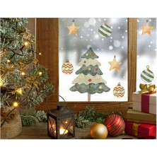 Yeni Yıl Merry Christmas Cam Duvar Sticker Setleri - Yılbaşı Seti