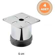 Eym 4 Adet Mobilya Ayağı Metal 6 cm  Alttan Ayarlı 42 mm Krom Ayak