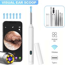 Semgears Yeni Akıllı Kulak Endoskop Temizleyici Seti Wifi Görsel Kulak Wax Remover ile 8 Adet Kulak Temizleme Çubuğu Aracı Seti ile Hd Kamera Beyaz (Yurt Dışından)