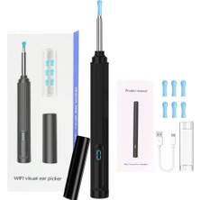Semgears Yeni Akıllı Kulak Endoskop Temizleyici Set Wifi Görsel Kulak Wax Remover Earpick Aracı ile Hd Kamera Siyah (Yurt Dışından)