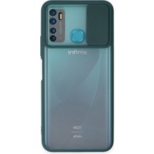 Newface Infinix Hot 9 Kılıf Palm Buzlu Kamera Sürgülü Silikon - Yeşil