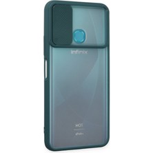 Newface Infinix Hot 9 Kılıf Palm Buzlu Kamera Sürgülü Silikon - Yeşil