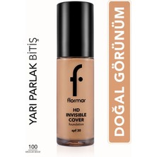 Flormar Invisible Cover Hd Hafif Yapılı & Yarı Parlak Bitişli SPF30 Fondöten