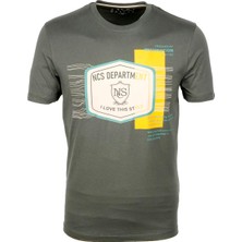 Ncs Haki Bisiklet Yaka Slim Fit Dar Kesim Baskılı T-Shirt 1216