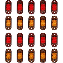 Sunshinee Amber Kırmızı 2.5 Inç Oval LED Römork Kamyon Gümrükleme Işığı Yan Işaret Işığı 20 Adet Su Geçirmez Işaretleyici Gösterge Işığı (Yurt Dışından)