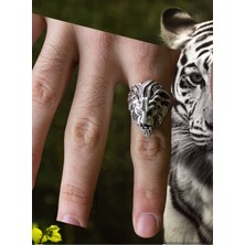 Shopiolog Aslan Gümüş Kaplama Yüzük Model Figürlü Ayarlanabilir Unisex