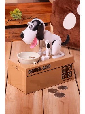 DEMPOWER Para Yiyen Köpek Kumbara Siyah-Beyaz