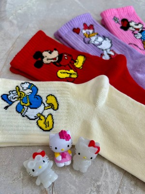 Sky Socks 5'li Mickey Mouse Neşeli Çizgi Karakter Seti Kokulu Tenis Kolej Çorap