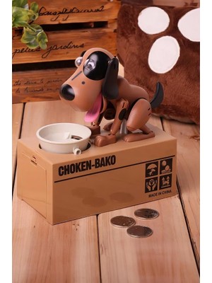 DEMPOWER Para Yiyen Köpek Kumbara Kahve-Siyah