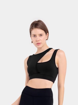 Stage Activewear Omuz Detaylı Siyah Bra