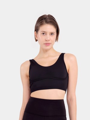 Stage Activewear Çizgi Biye Detaylı Siyah Bra